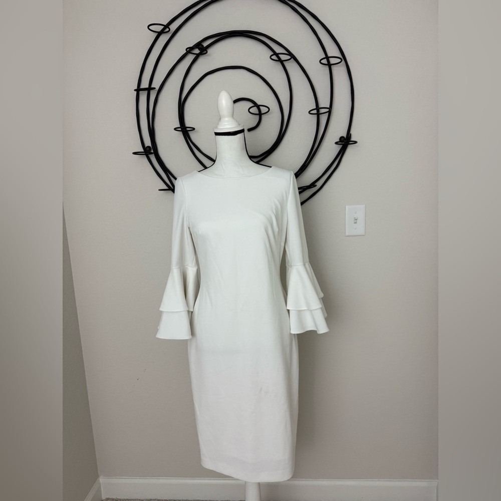 Calvin Klein Ivory Dress with Gold Metallic Zipper